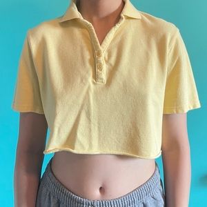 Yellow Color Polo Cropped T-Shirt